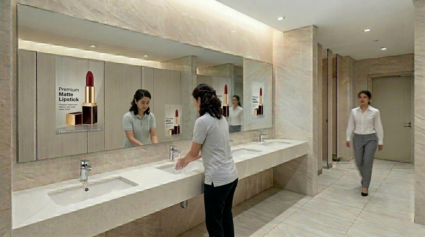 InovoAds mirror with ad playing